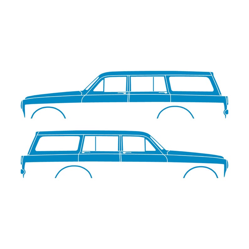 Juego de 2 pegatinas con silueta de coche para Volvo Amazon 122 Wagon Light Blue