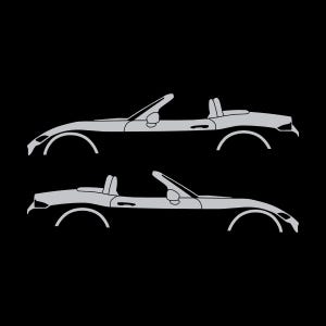 Set Of 2 Lowered Car Silhouette Decal Stickers For Mazda Miata MX5 ND Silver