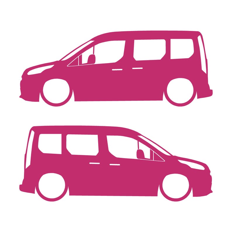 Juego de 2 pegatinas decorativas con silueta de coche rebajado para Ford Transit Connect Mk2 Wagon Rosa