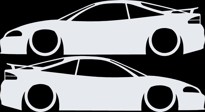 Set Of 2 Lowered Car Silhouette Decal Stickers For Eagle Talon TSi 2G White