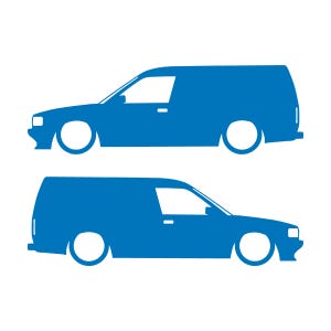 Juego de 2 pegatinas decorativas con silueta de furgoneta rebajada para Rover Maestro Sky Blue