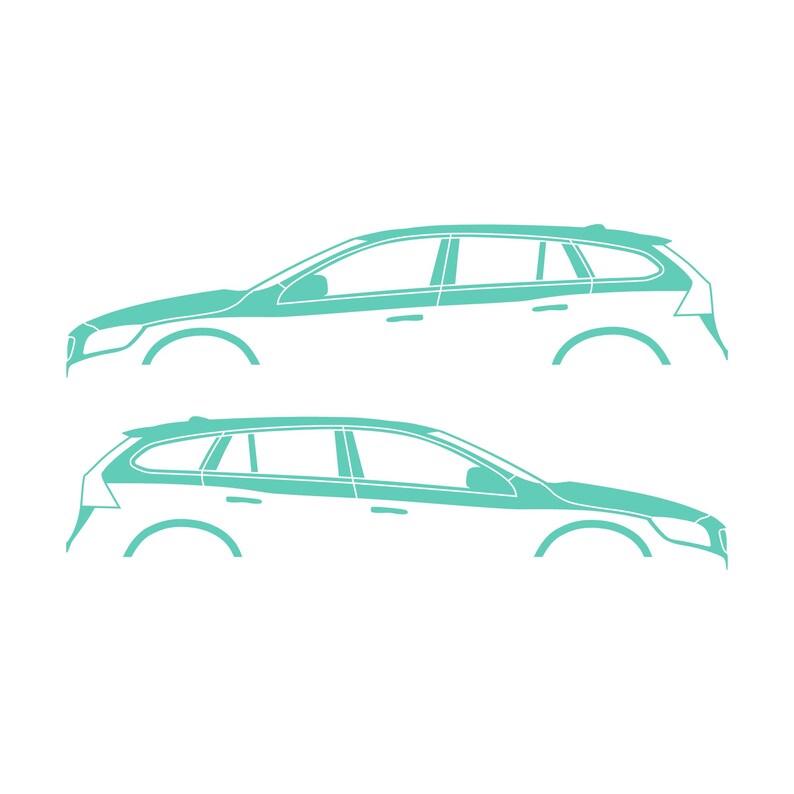 Set Of 2 Car Silhouette Decal Stickers For Volvo V60 2011-18 1st Gen Mint