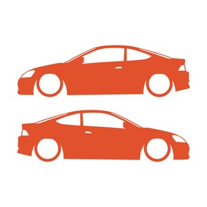 Set Of 2 Lowered Car Silhouette Decal Stickers For Acura RSX DC5 Coupe Orange