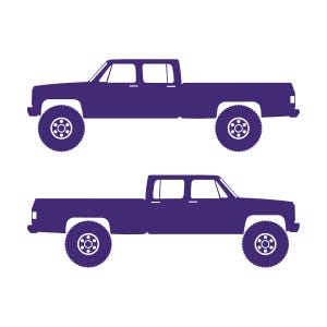 Conjunto de 2 adesivos com silhueta de carro para caminhonete Chevrolet C30 Dually Classic C10 de 3ª geração Roxo