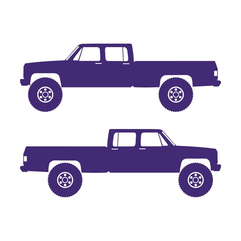 Conjunto de 2 adesivos com silhueta de carro para caminhonete Chevrolet C30 Dually Classic C10 de 3ª geração Roxo