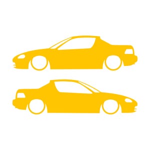 Set Of 2 Lowered Car Silhouette Decal Stickers For Honda Del Sol 1992-98 VTi Yellow