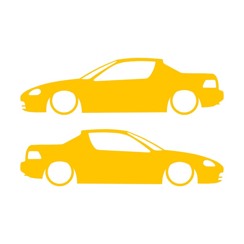 Set Of 2 Lowered Car Silhouette Decal Stickers For Honda Del Sol 1992-98 VTi Yellow