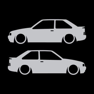 Set Of 2 Car Silhouette Decal Stickers For Ford Escort Mk4 RS Turbo XR3i Silver