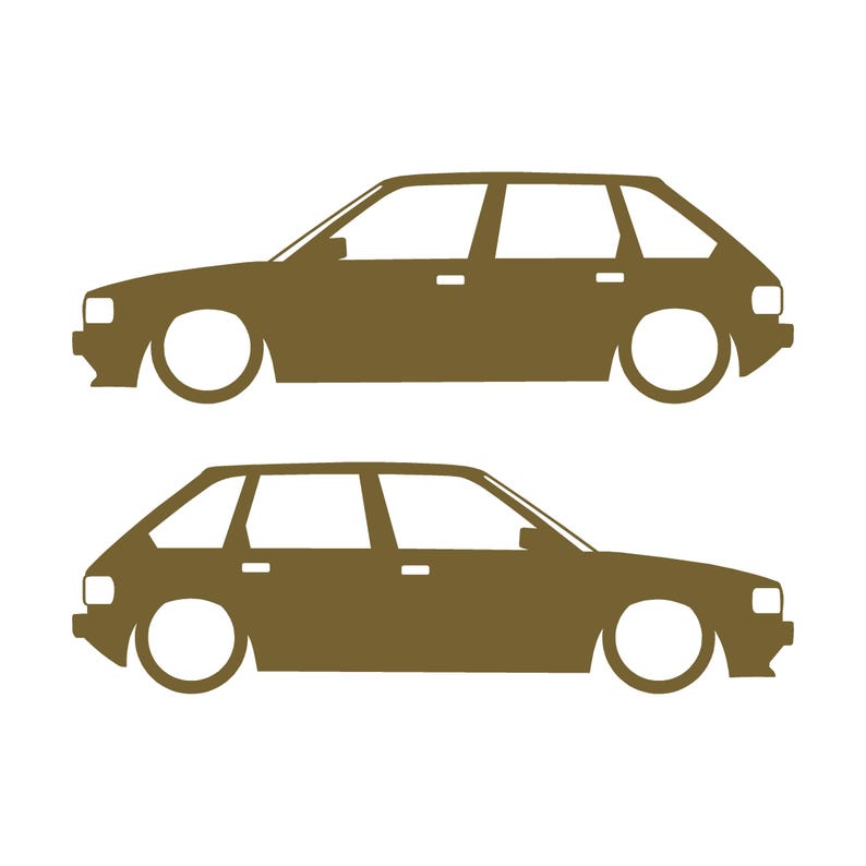 Set Of 2 Lowered Car Silhouette Decal Stickers For Austin Maestro Gold