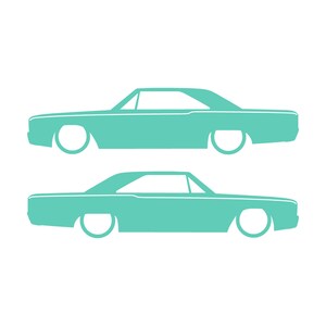 Set med 2 silhuettdekaler för Dodge Dart 4:e generationen 1967-69 Classic Hardtop Coupe Mint