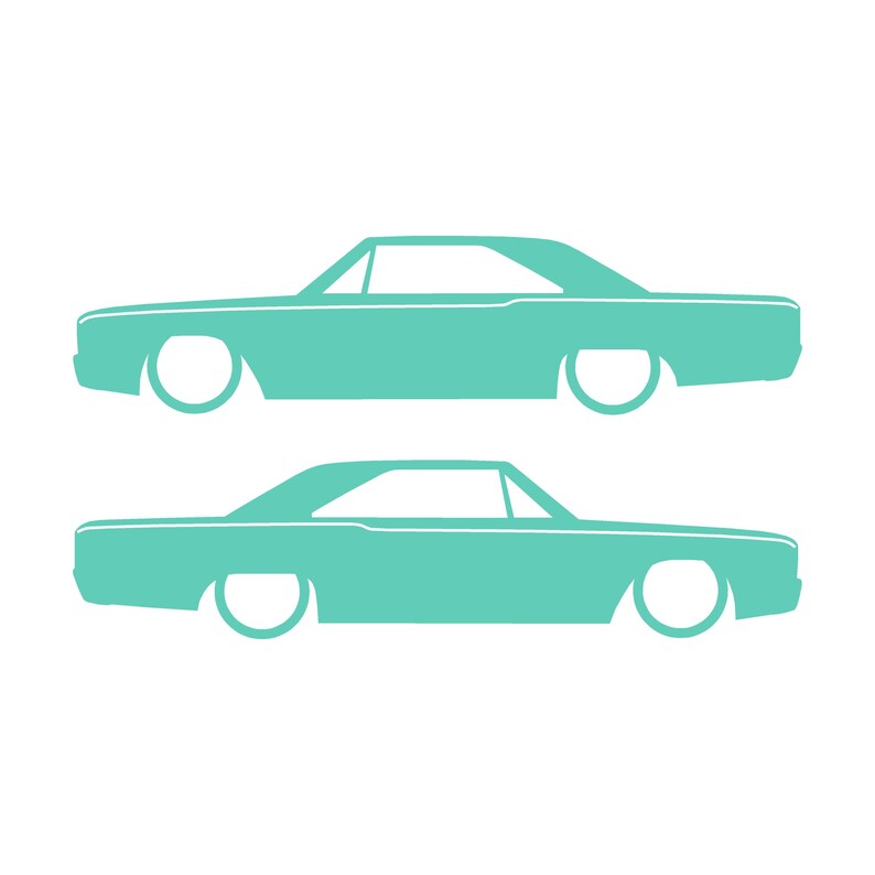 Set med 2 silhuettdekaler för Dodge Dart 4:e generationen 1967-69 Classic Hardtop Coupe Mint