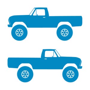 Set Of 2 Car Silhouette Decal Stickers For Ford F100 6th Gen Long Bed Light Blue
