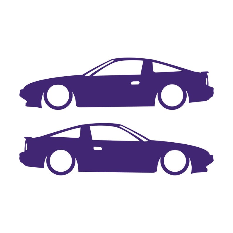 Set Of 2 Lowered Car Silhouette Decal Stickers For Nissan 180SX - 240SX S13 Purple