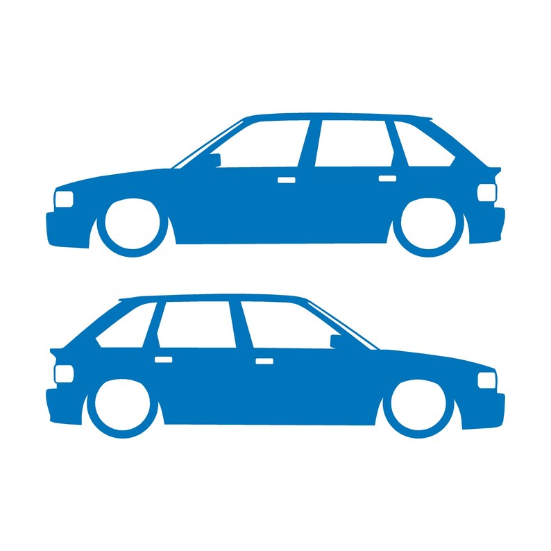 Set Of 2 Lowered Car Silhouette Decal Stickers For MG Maestro Turbo Sky Blue