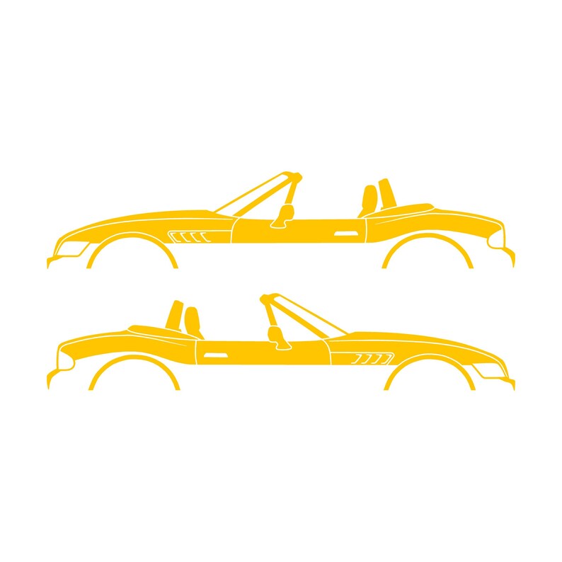 Set Of 2 Car Silhouette Decal Stickers For BMW Z3 Roadster Yellow