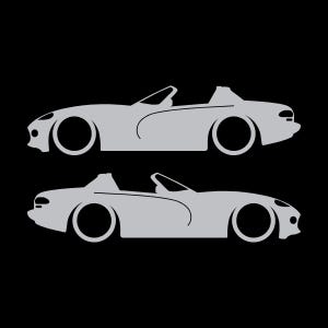 Set mit 2 Aufklebern für tiefergelegte Fahrzeuge für Dodge Viper Roadster der 1. Generation Silber