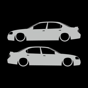 Juego de 2 pegatinas decorativas con silueta de coche rebajado para Nissan Maxima de 5ª generación. Light Grey