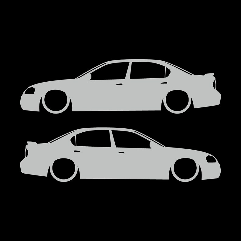 Juego de 2 pegatinas decorativas con silueta de coche rebajado para Nissan Maxima de 5ª generación. Light Grey