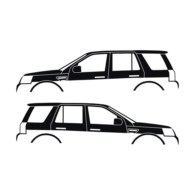 Set Of 2 Car Silhouette Decal Stickers For Land Rover Freelander 1 3-door Hatchback Black