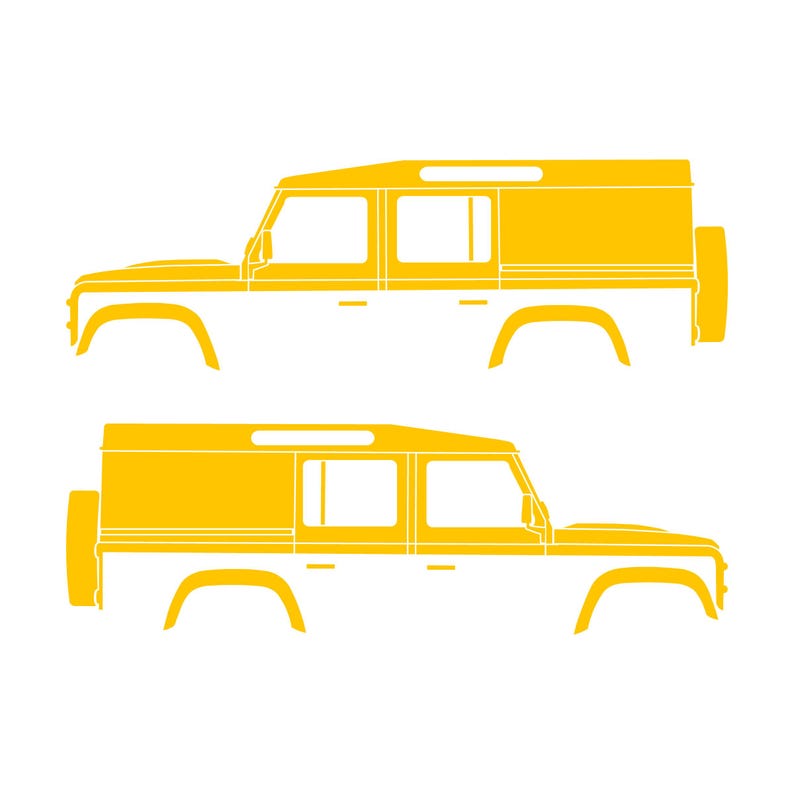 Lot de 2 autocollants silhouette de voiture pour Land Rover Defender 110 Utility Classic Jaune