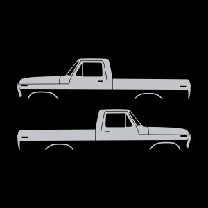Juego de 2 calcomanías con silueta de auto para Ford F100 de sexta generación con caja corta. Plata