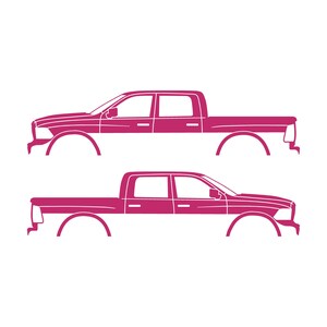 Set med 2 silhuettdekaler för Dodge Ram Crew Cab 4:e generationen 2010-18 Rosa