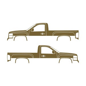Set mit 2 Auto-Silhouette-Aufklebern für Chevrolet Silverado 2007-13 Einzelkabine Gold