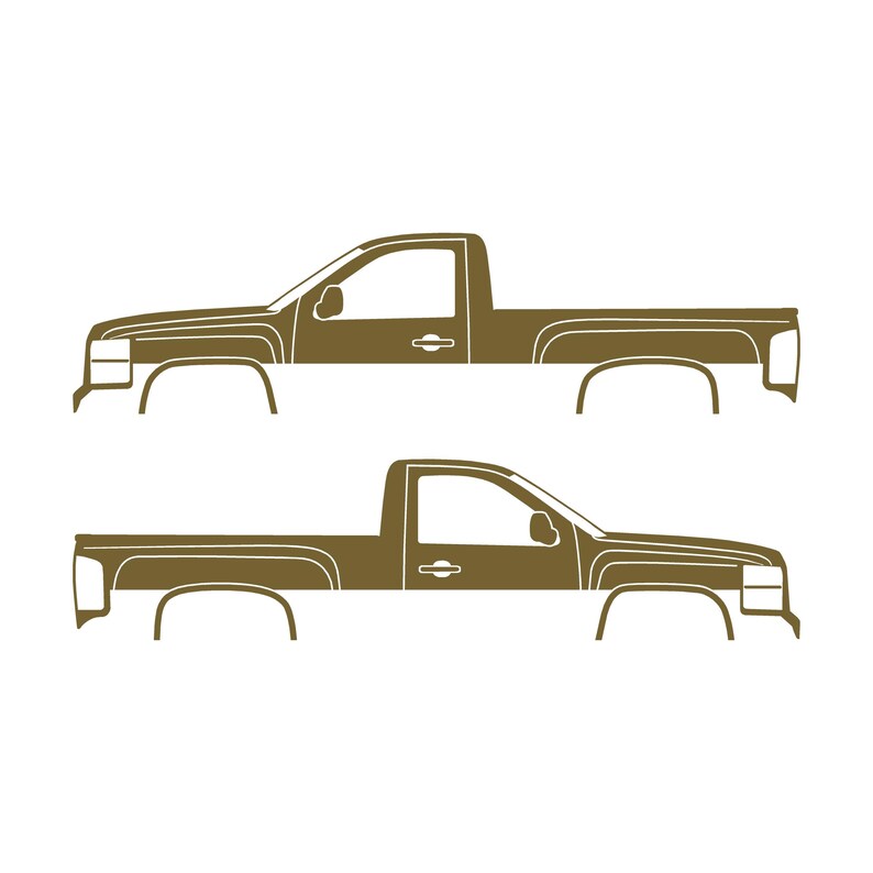Set mit 2 Auto-Silhouette-Aufklebern für Chevrolet Silverado 2007-13 Einzelkabine Gold