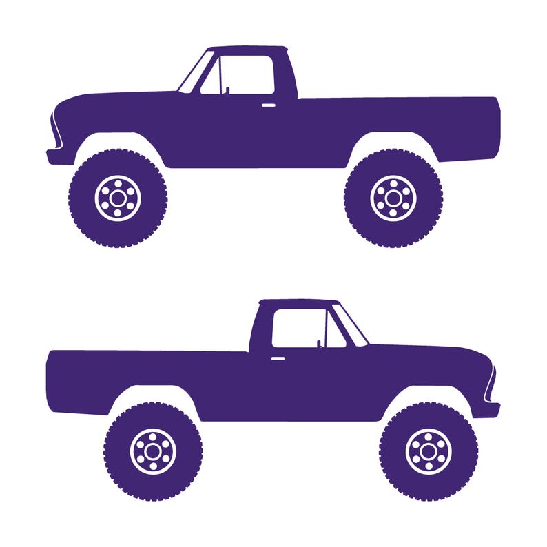 Set Of 2 Car Silhouette Decal Stickers For Ford F100 6th Gen Long Bed Purple