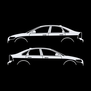 Set Of 2 Car Silhouette Decal Stickers For Volvo S40 2nd Gen White