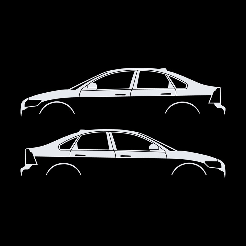 Set Of 2 Car Silhouette Decal Stickers For Volvo S40 2nd Gen White