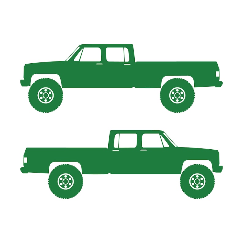 Conjunto de 2 adesivos com silhueta de carro para caminhonete Chevrolet C30 Dually Classic C10 de 3ª geração Verde