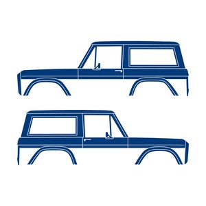Set Of 2 Car Silhouette Decal Stickers For Classic Ford Bronco 1st Gen Top Removed Blue