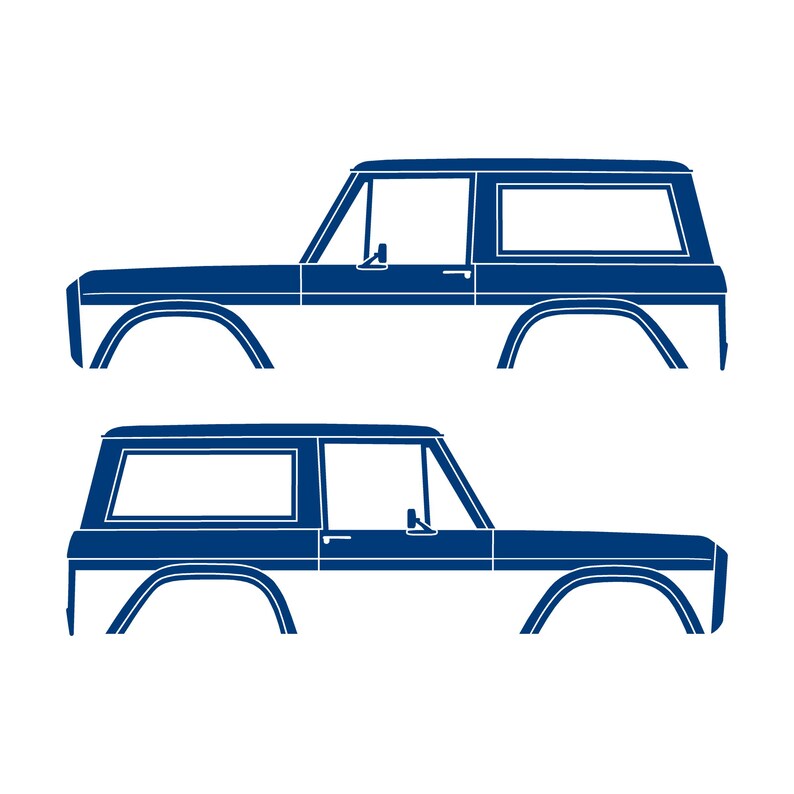 Set Of 2 Car Silhouette Decal Stickers For Classic Ford Bronco 1st Gen Top Removed Blue