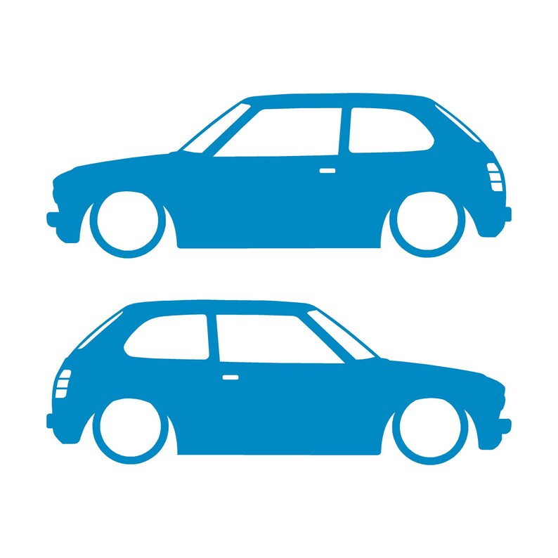 Set di 2 adesivi a forma di silhouette per auto Honda Civic EG Hatch Si 5a generazione B16 JDM Light Blue