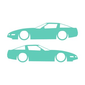 Set Of 2 Lowered Car Silhouette Decal Stickers For Chevrolet Corvette C4 Coupe Mint