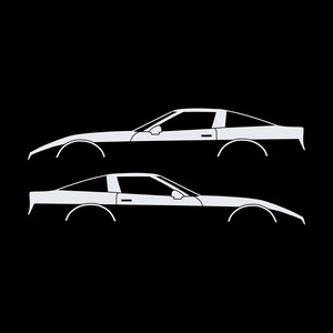 Set Of 2 Car Silhouette Decal Stickers For Chevrolet Corvette C4 Coupe White