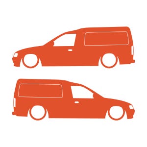 Juego de 2 pegatinas decorativas con silueta de furgoneta rebajada para Ford Escort Mk5 Naranja