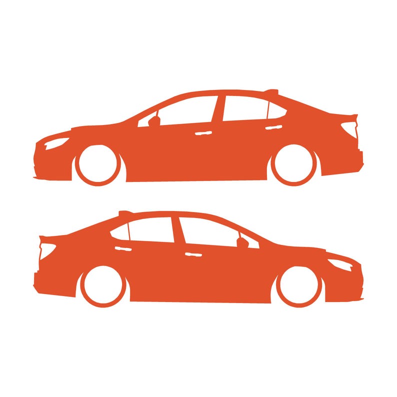 Juego de 2 pegatinas con silueta de coche rebajado para Subaru WRX VB 2022 Naranja
