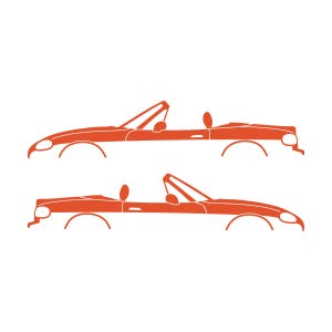 Set Of 2 Lowered Car Silhouette Decal Stickers For Mazda Miata MX5 NB Orange