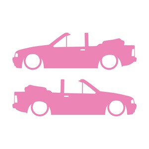 Set Of 2 Car Silhouette Decal Stickers For Ford Escort Mk4 Convertible Soft Pink