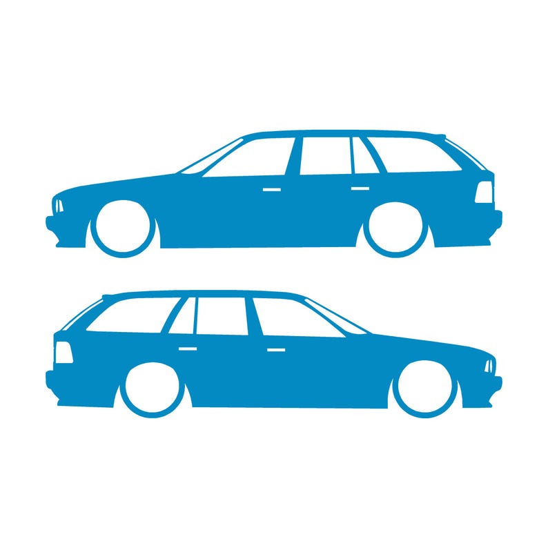 Set med 2 silhuettdekaler för BMW E34 5-serie Touring Light Blue