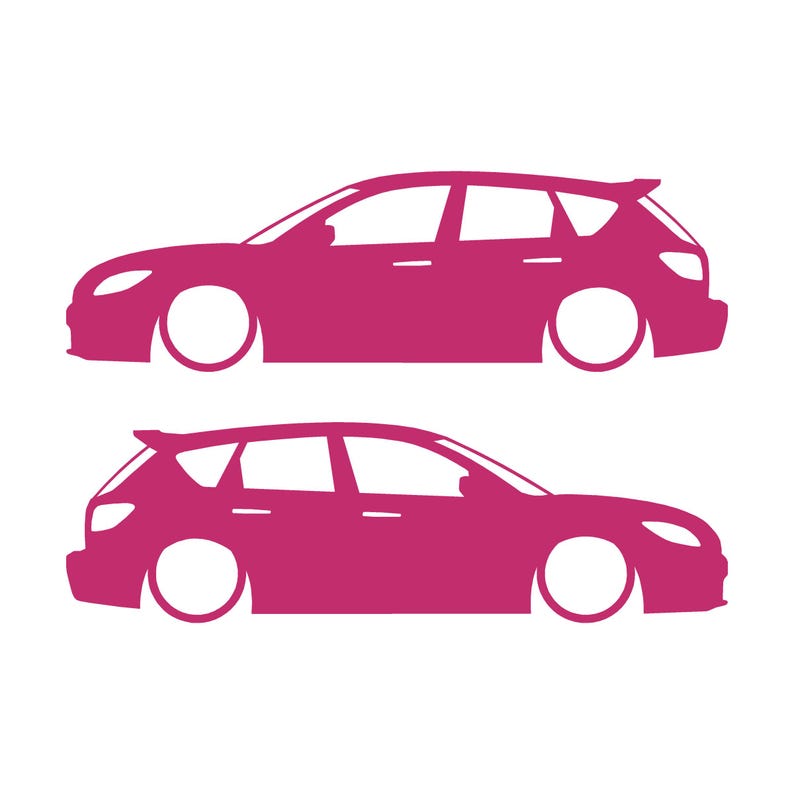 Set di 2 adesivi con silhouette di auto ribassate per Mazda 3 BK 1a generazione Mazdaspeed3 MPS Rosa