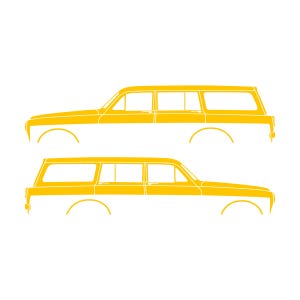 Juego de 2 pegatinas con silueta de coche para Volvo Amazon 122 Wagon Amarillo