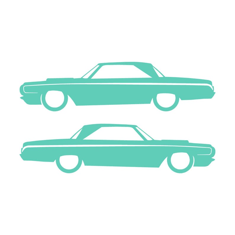 Set Of 2 Car Silhouette Decal Stickers For 1964 Dodge Polara Max Wedge 2-door Hardtop Coupe Mint