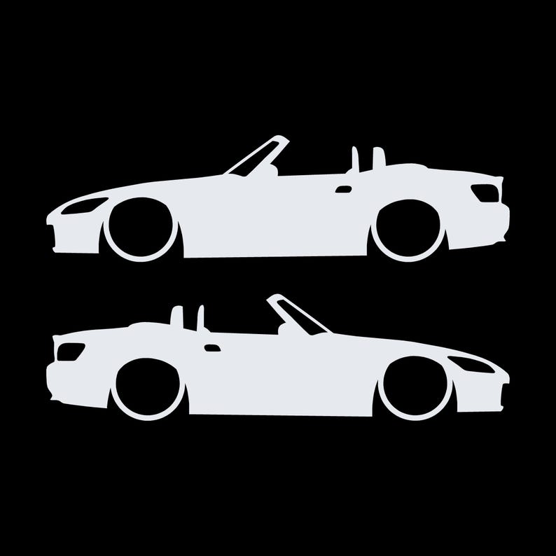 Set Of 2 Lowered Car Silhouette Decal Stickers For Honda S2000 image 3