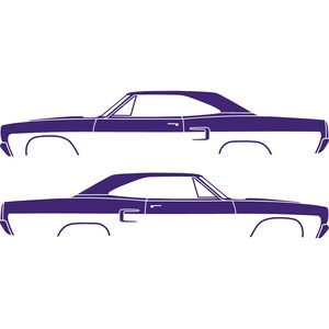 Set Of 2 Car Silhouette Decal Stickers For Classic Muscle For Plymouth Satellite 1973-74 Purple