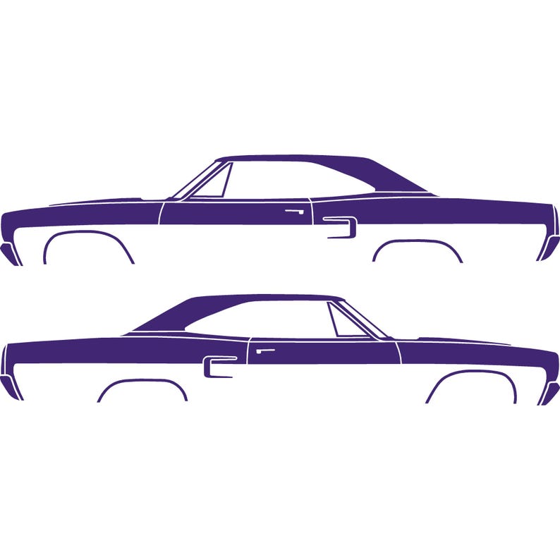 Set Of 2 Car Silhouette Decal Stickers For Classic Muscle For Plymouth Satellite 1973-74 Purple
