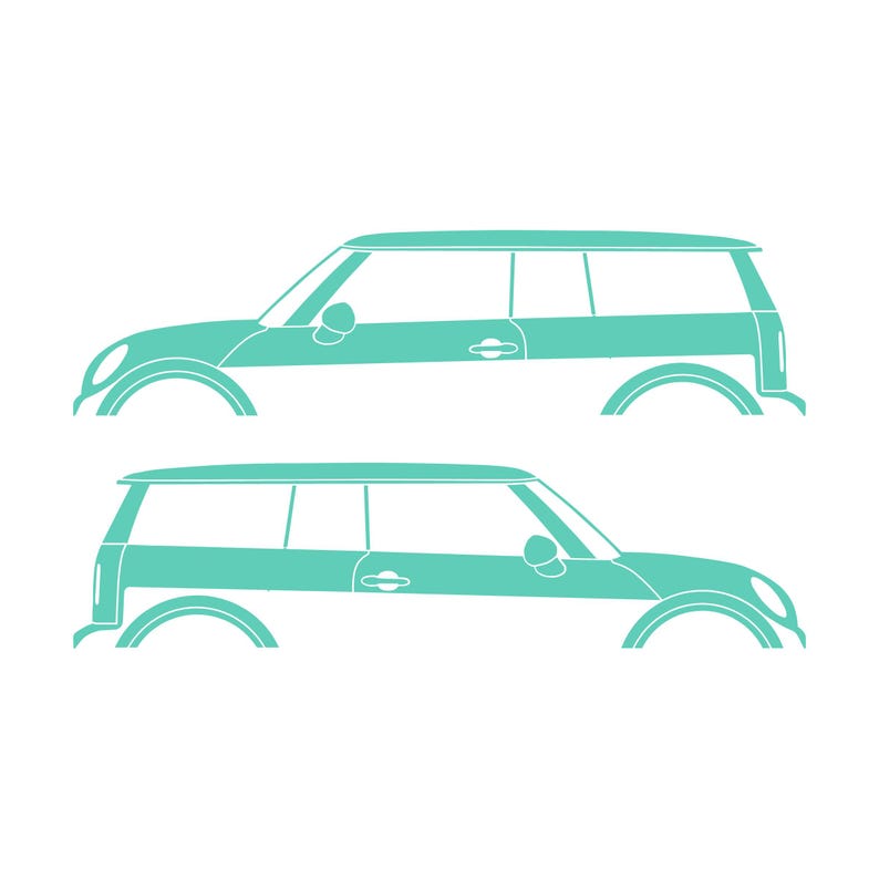 Set Of 2 Car Silhouette Decal Stickers For Mini Clubman R55 - 1st Gen 2007-14 Mint
