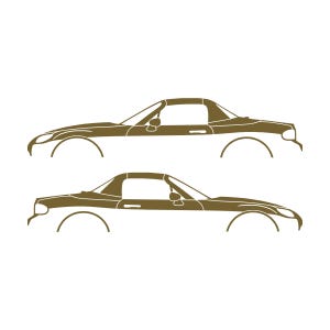 Set Of 2 Lowered Car Silhouette Decal Stickers For Mazda Miata MX5 NC Gold